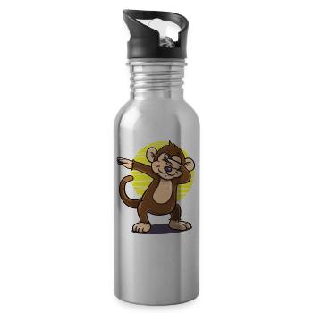 Dabbing dab monkey funny gift Creepy birth - Water bottle with straw - silver - Right