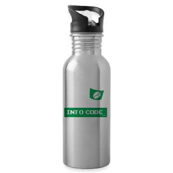 I turn coffee into developer code - Water bottle with straw - silver - Right