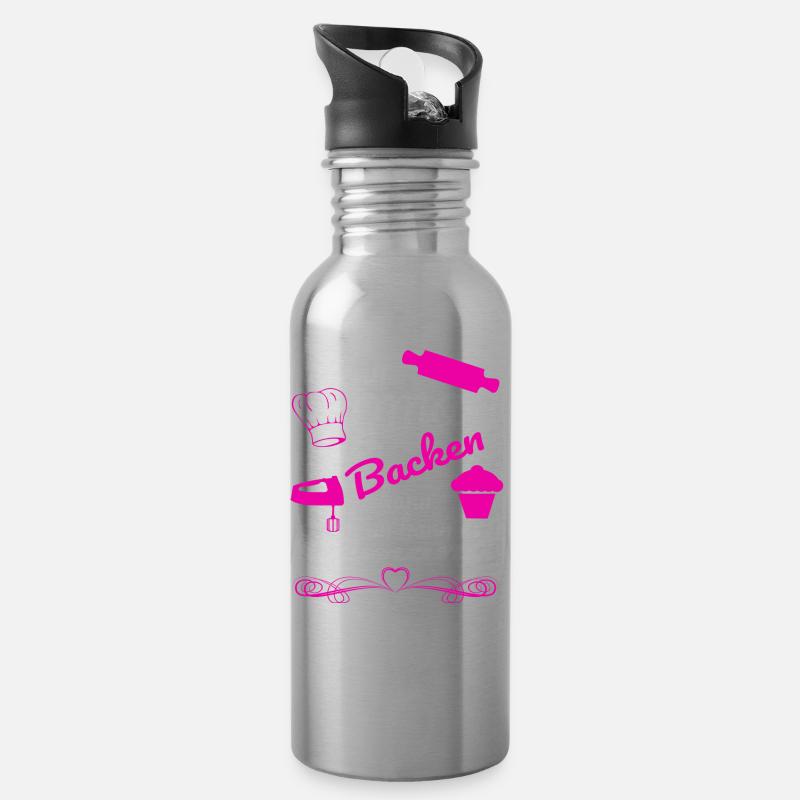 Meine Oma kann alles Backen - Trinkflasche mit integriertem Trinkhalm - Lightsilver