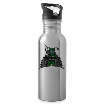 320 Grüner Traktor - Trinkflasche mit integriertem Trinkhalm - Lightsilver - Rechts
