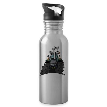 367 Green tractor - Water bottle with straw - silver - Right