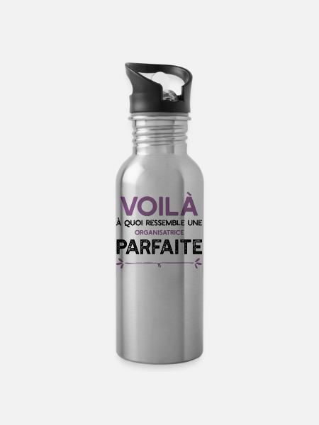 Une Organisatrice parfaite cadeau - Gourde avec paille intégrée - argent clair