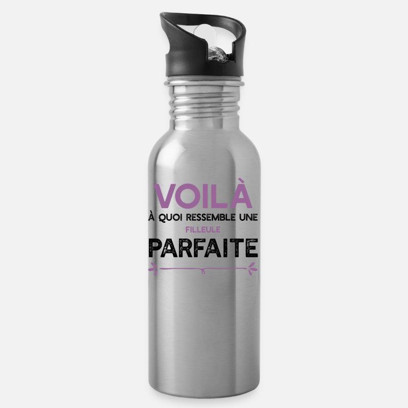 Une Filleule parfaite cadeau - Gourde avec paille intégrée - argent clair