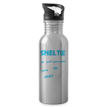 Shirt as a gift for dog owners of a Sheltie - Water bottle with straw - silver - Right