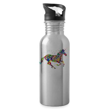 licorne - Gourde avec paille intégrée - argent clair - Droite