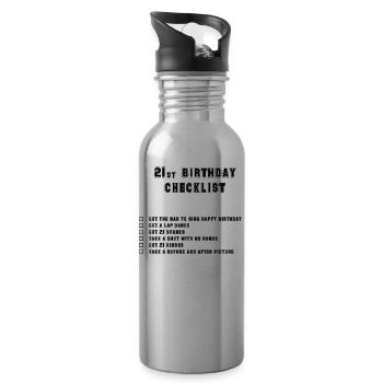21st - Water bottle with straw - silver - Right