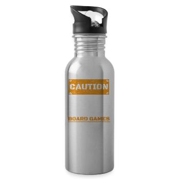 CAUTION WARNUNG TALK ABOUT HOBBY Board games - Trinkflasche mit integriertem Trinkhalm - Lightsilver - Rechts