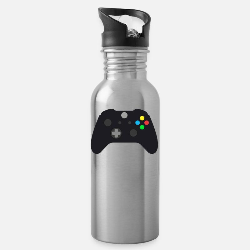 controller - Trinkflasche mit integriertem Trinkhalm - Lightsilver