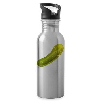 Concombres - Gourde avec paille intégrée - argent clair - Droite