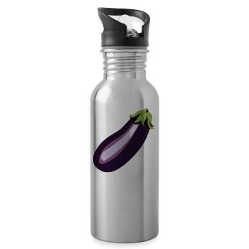 eggplant - Water bottle with straw - silver - Right
