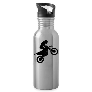 Motorrad Motorcross - Trinkflasche mit integriertem Trinkhalm - Lightsilver - Rechts
