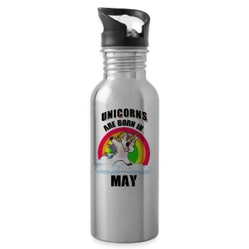 Unicorns Are Born In May Dab Gift - Water bottle with straw - silver - Right