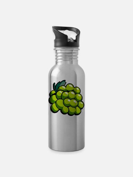 Trauben - Trinkflasche mit integriertem Trinkhalm - Lightsilver