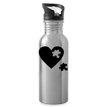 Herz Puzzle - Trinkflasche mit integriertem Trinkhalm - Lightsilver - Rechts