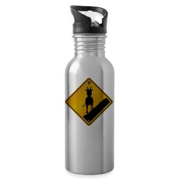 Danger roadsign traversee von dahu - Trinkflasche mit integriertem Trinkhalm - Lightsilver - Rechts