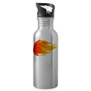 Flammen - Trinkflasche mit integriertem Trinkhalm - Lightsilver - Rechts