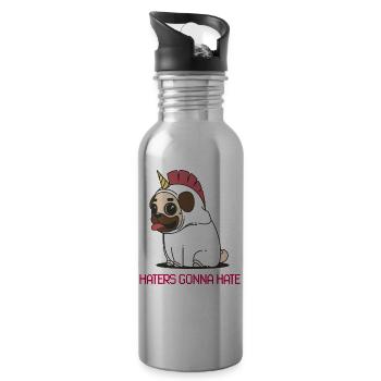 HATERS GONNA HATE UNICORN - Water bottle with straw - silver - Right