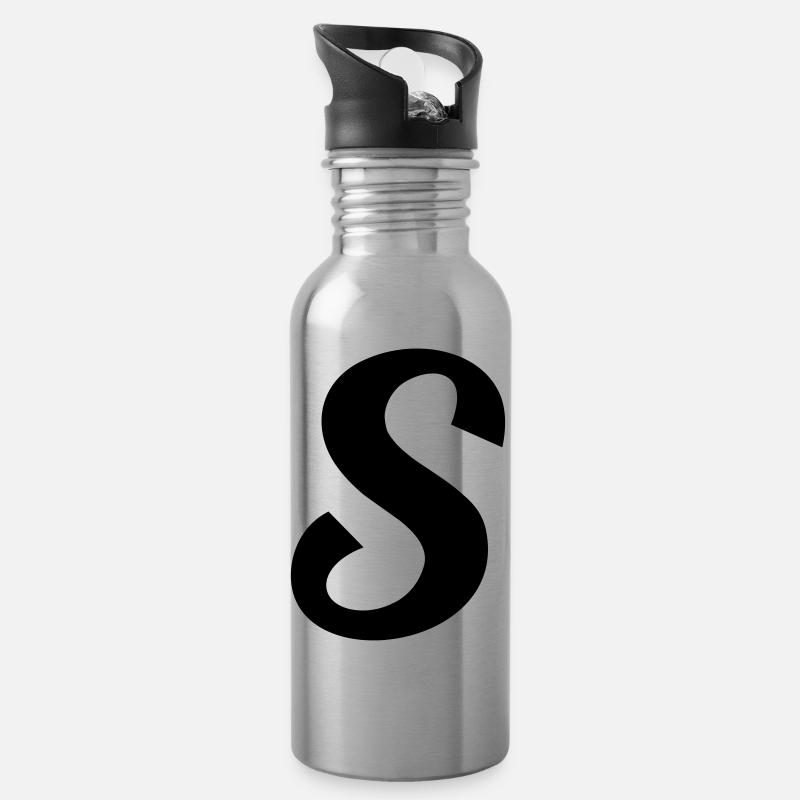 S - Trinkflasche mit integriertem Trinkhalm - Lightsilver