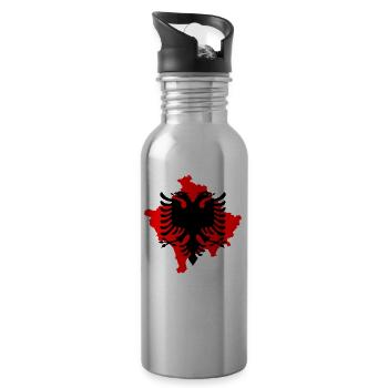 Albanian eagle with 2 heads kosovo albania shirt - Water bottle with straw - silver - Right