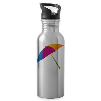 Parapluie arc-en- - Gourde avec paille intégrée - argent clair - Droite