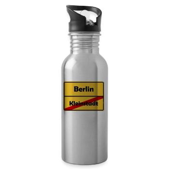 Umzug nach Berlin! Ortsschild Design. - Trinkflasche mit integriertem Trinkhalm - Lightsilver - Rechts