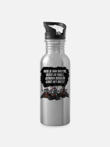 Brot T-Shirt 3x braun - Trinkflasche mit integriertem Trinkhalm - Lightsilver