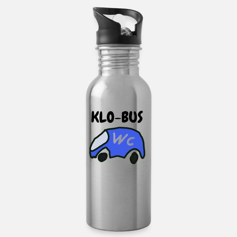 KLO-BUS - Trinkflasche mit integriertem Trinkhalm - Lightsilver