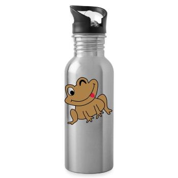 Frosch Idee Glücklich Cartoon Kinder Geschenk - Trinkflasche mit integriertem Trinkhalm - Lightsilver - Rechts