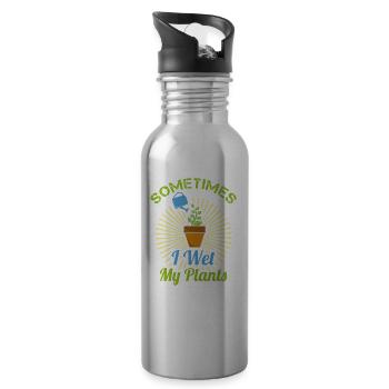 Sometimes I wet my plants Geschenk - Gourde avec paille intégrée - argent clair - Droite