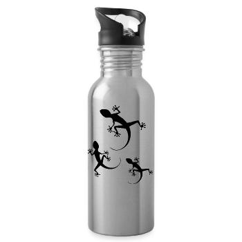 Geko Island - Water bottle with straw - silver - Right