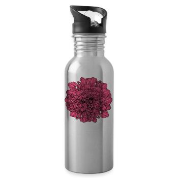 Pink Flower - Water bottle with straw - silver - Right