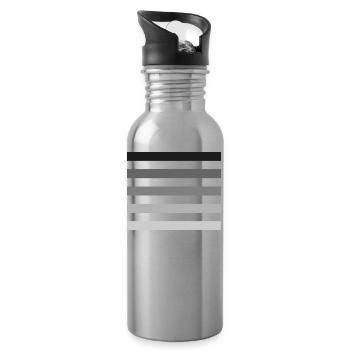 Stripes in shades of gray - Water bottle with straw - silver - Right