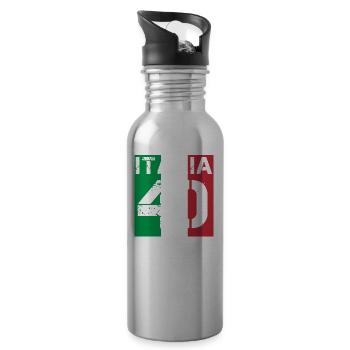 Italien Italia Fussball wm queen king meister 40 - Trinkflasche mit integriertem Trinkhalm - Lightsilver - Rechts