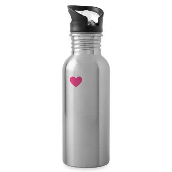 I love my Flat Coated Retriever - Water bottle with straw - silver - Right