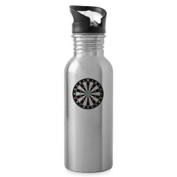 Dartboard darts data lover motif gift idea - Water bottle with straw - silver - Right