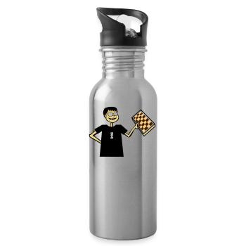 Chess Nerd Hobby Board Game Gift Glasses Cool - Water bottle with straw - silver - Right