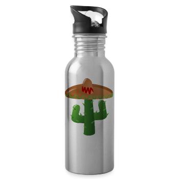 Cactus mexicain - Gourde avec paille intégrée - argent clair - Droite