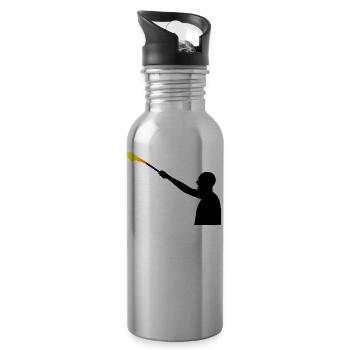 Fan Hooligan - Trinkflasche mit integriertem Trinkhalm - Lightsilver - Rechts