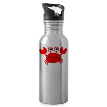 Rote Krabbe Cartoon - Trinkflasche mit integriertem Trinkhalm - Lightsilver - Rechts