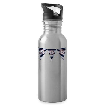 maritim, Meer, Leuchtturm, Flagge, wimpel - Trinkflasche mit integriertem Trinkhalm - Lightsilver - Rechts