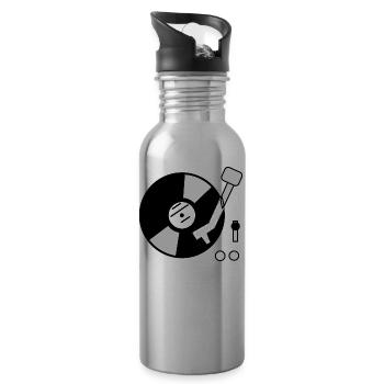 DJ Turntable Geschenkidee Vinyl Schallplatte Musik - Trinkflasche mit integriertem Trinkhalm - Lightsilver - Rechts