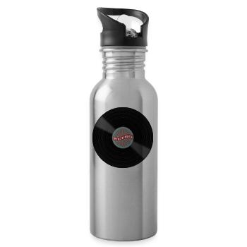 Retro Schallplatte Geschenkidee Musiker DJ Vinyl - Trinkflasche mit integriertem Trinkhalm - Lightsilver - Rechts