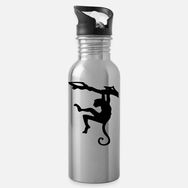 Silhouette Escalade Singe - Gourde avec paille intégrée - argent clair