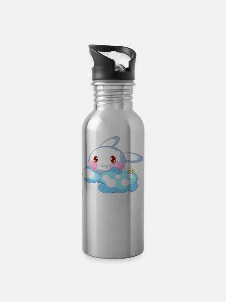 Rabbit cute kids - Water bottle with straw - silver