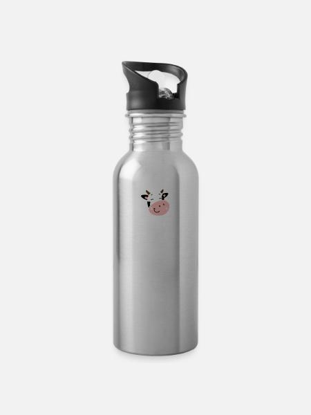 Vegan - T-Shirt - Geschenk - Vegetarier - Trinkflasche mit integriertem Trinkhalm - Lightsilver
