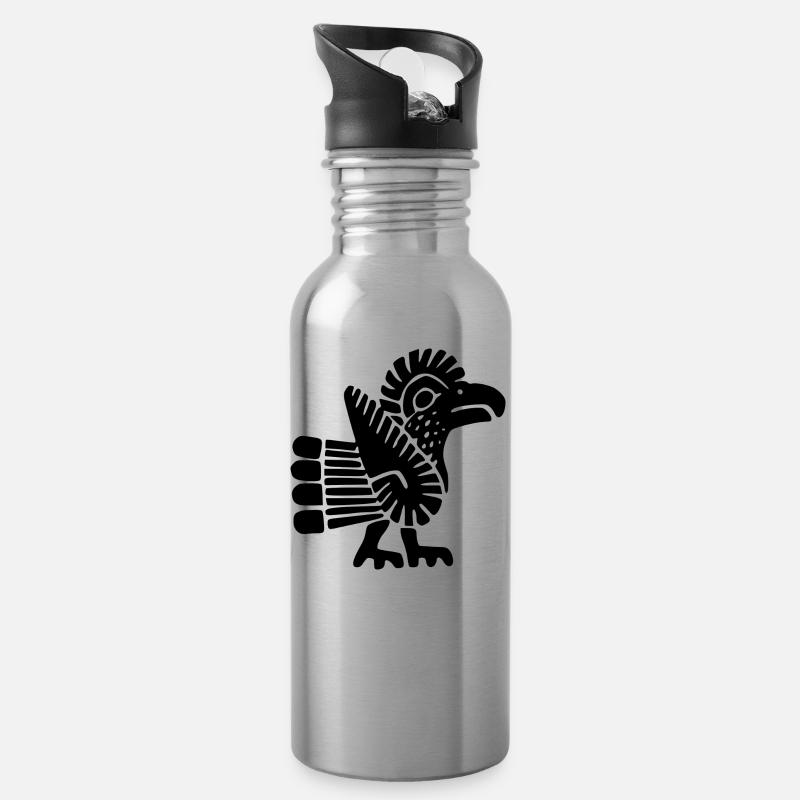 Vogel Maya - Trinkflasche mit integriertem Trinkhalm - Lightsilver