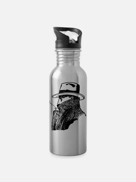 Agent Detektiv - Trinkflasche mit integriertem Trinkhalm - Lightsilver