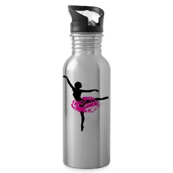 Ballerina with tutu silhouette ballet dancer - Water bottle with straw - silver - Right