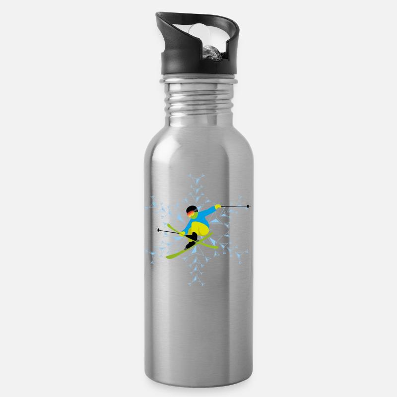 ski freestyle hell - Trinkflasche mit integriertem Trinkhalm - Lightsilver