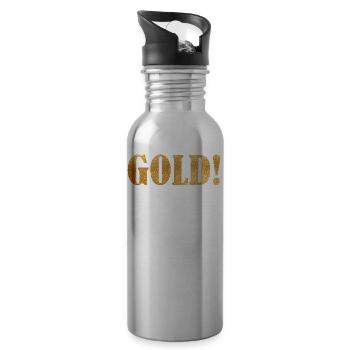 Gold glitter word words inscription gift idea - Water bottle with straw - silver - Right